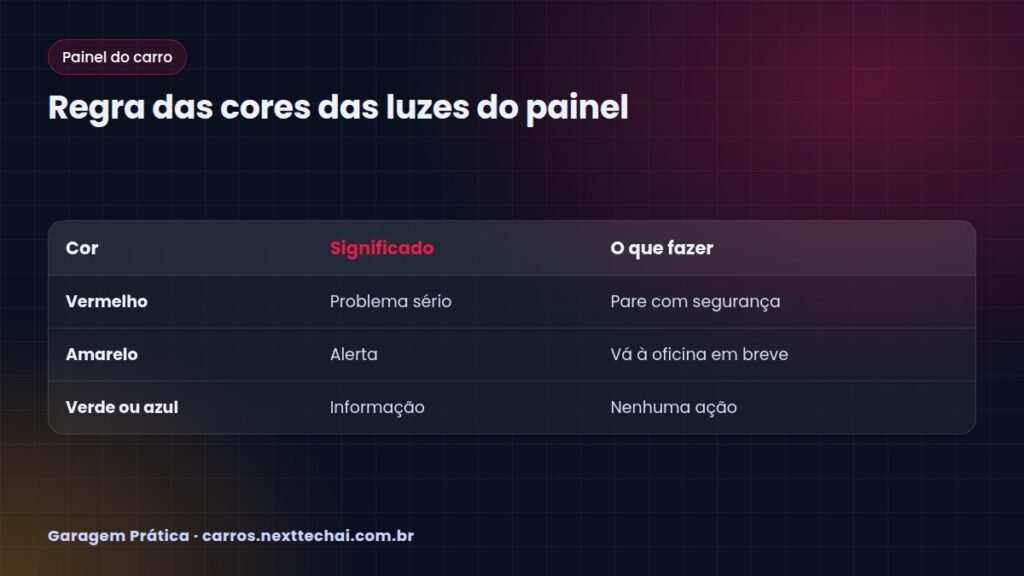 Regra das cores das luzes do painel